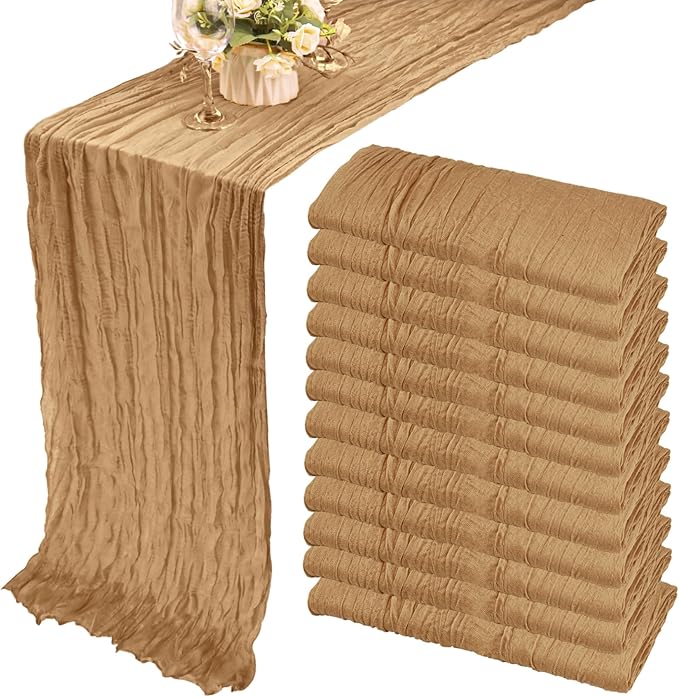 12 Pack 13Ft Cheesecloth Table Runner 35x157 Inch Boho Gauze Table Runner by Fivenl