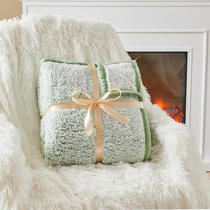 EMME Soft Sherpa Fleece Blanket Reversible Plush Fluffy Large Blanket, Light - Image 4