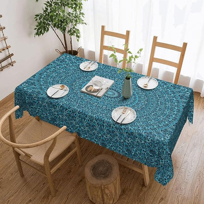 Mandala Tablecloth Turquoise Teal Blue Boho Ethnic Abstract Art Meditation - Image 5