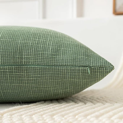 Kevin Textile Set of 2 Sage Green Pillow Covers 18 x 18 Inch Spring Farmhouse - Image 3