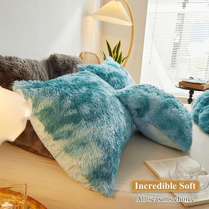 XeGe Tie Dye Faux Fur Throw Pillow Covers, Luxury Fluffy Plush Pillow Shams - Image 5