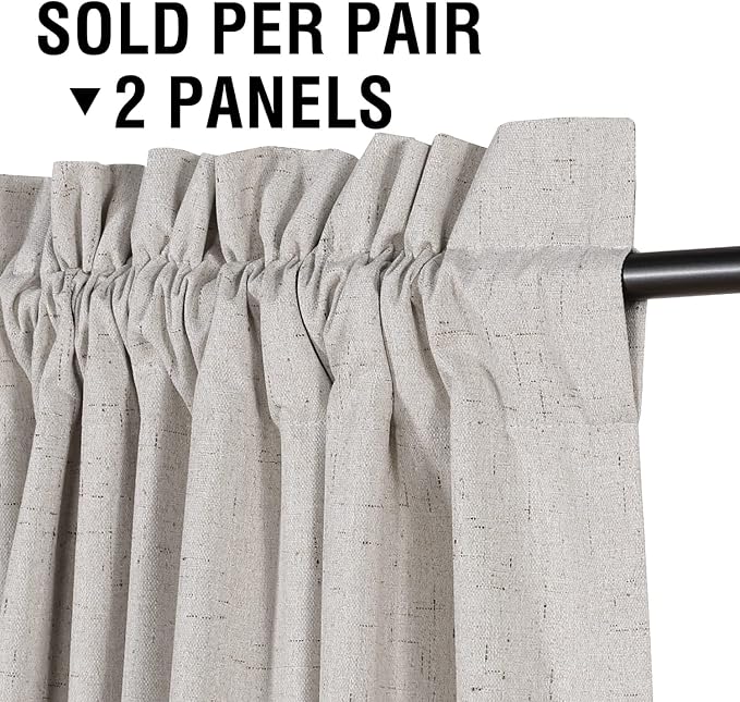 H.VERSAILTEX Linen Look 100% Blackout Curtains 63 Inches Long - Image 3