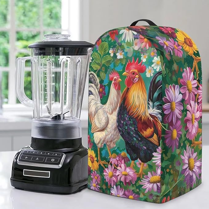 Rooster Flower Blender Dust Cover Stand Mixer or Coffee Maker Appliance Covers by Annejudy