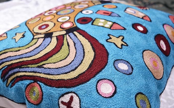Turquoise Rooster Accent Pillow Cover Bird Cockerel Decorative Pillowcase Karla - Image 7