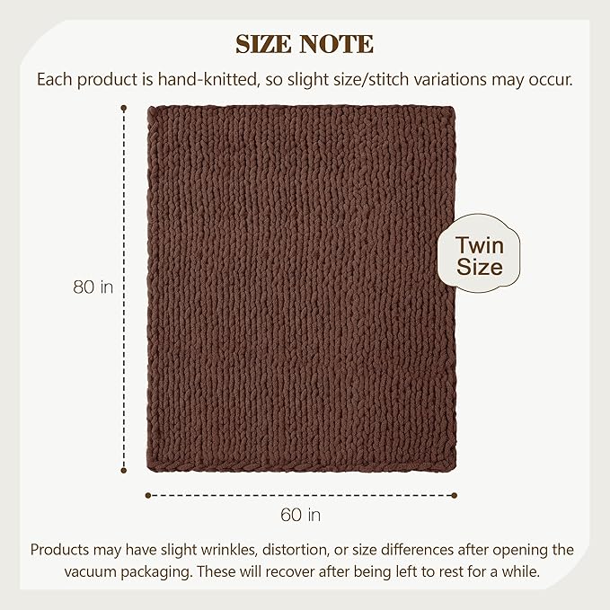 Carriediosa Chunky Knit Throw Blanket 60" X 80" Twin, 100% Hand Made Large - Image 3