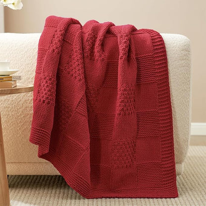 Amélie Home Checkered Chenille Knit Throw Blanket - Image 6