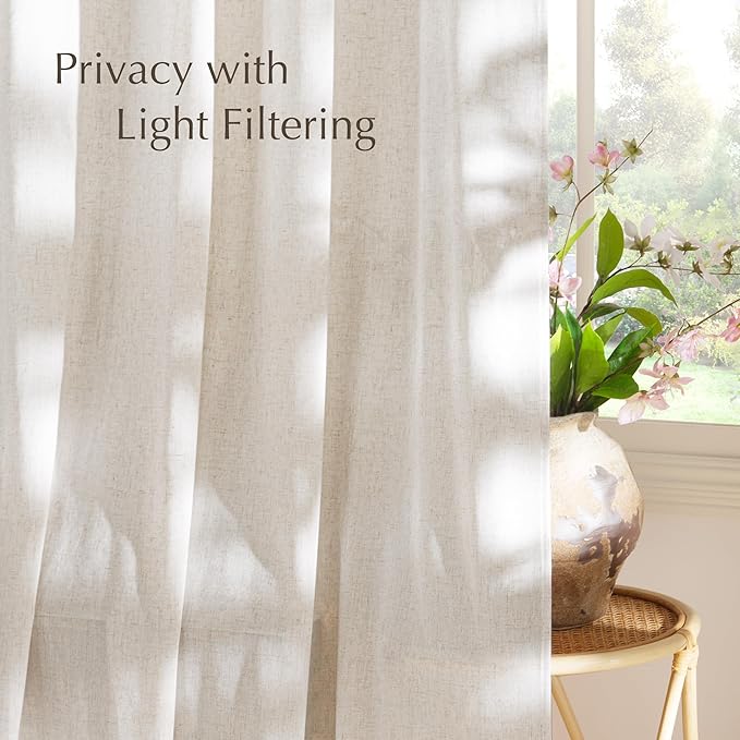 NICETOWN Linen Curtains 84 inches Long, Grommet Thick Flax Linen Privacy Assured - Image 4
