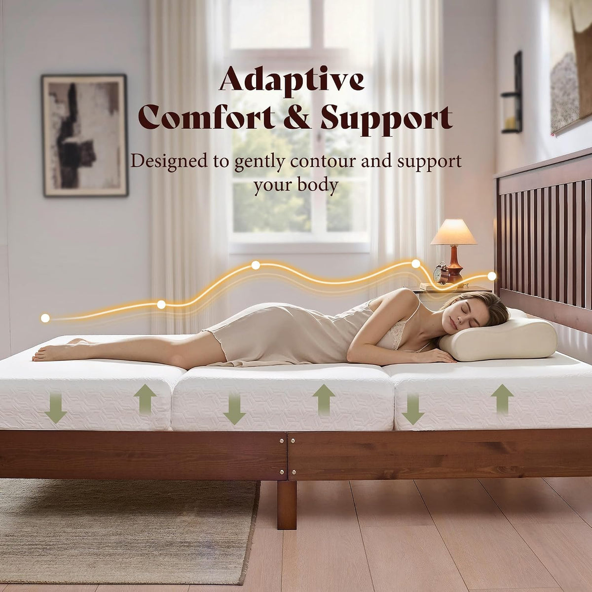 amerlife 6" queen tri-fold memory foam mattress with showing dimensions