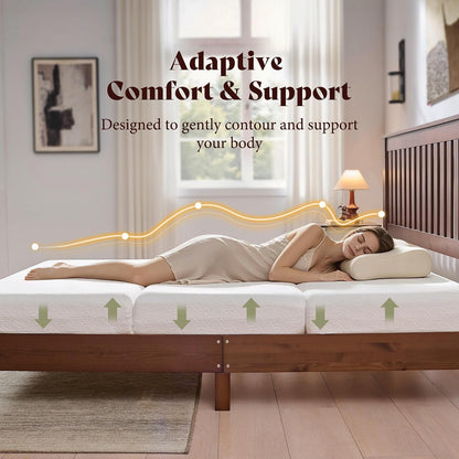 amerlife 6" queen tri-fold memory foam mattress with showing dimensions