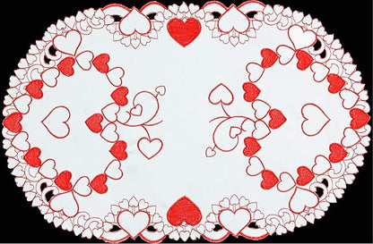 Creative Linens Embroidered Red Hearts Placemats, Table Runners, Tablecloths by Creative+Linens