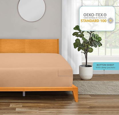 ROYALE LINENS 300 Thread Count 100% Long Staple Combed Cotton Fitted Sheet Queen - Image 6