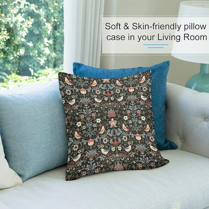 William Morris Floral Original Throw Pillow Covers Boho Chic Retro Floral Bird - Image 6