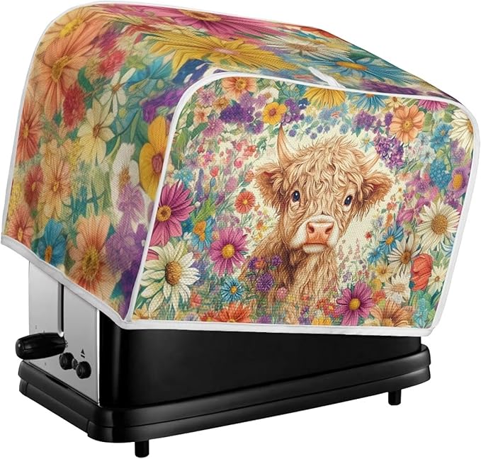 ZFRXIGN Flower Highland Cow Toaster Covers 2 Slice Toaster Dust Cover Hippie - Image 5