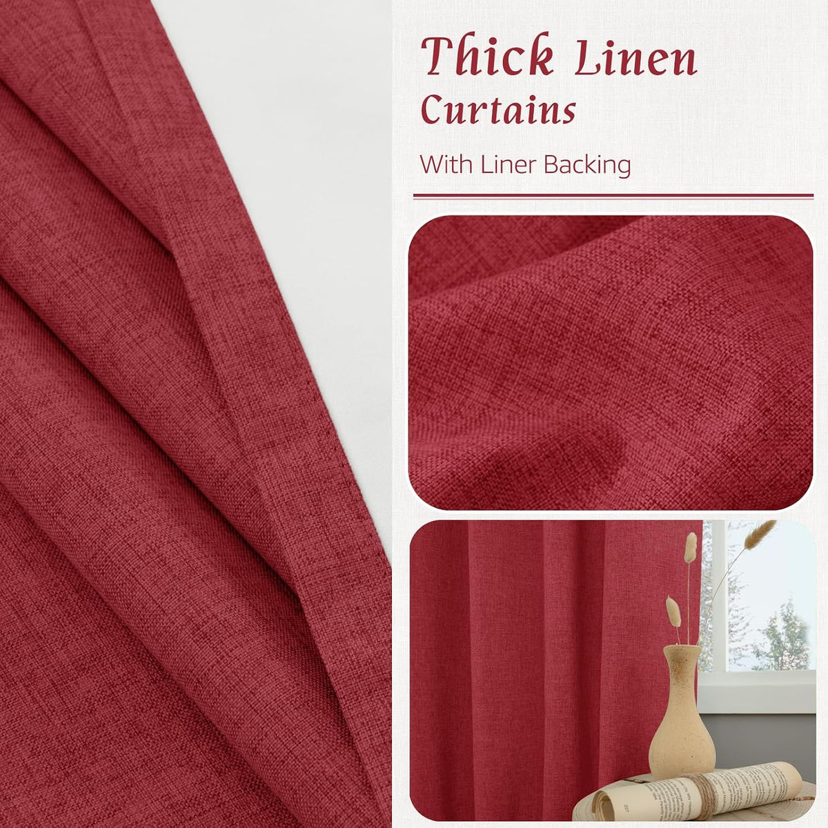lamit 63 inch length 100% blackout linen curtains on a desk or shelf