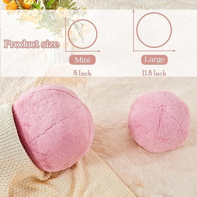 Uvvyui Dusty Pink Ball Pillow, Ball Shaped Pillow Plush Cushion - Image 2