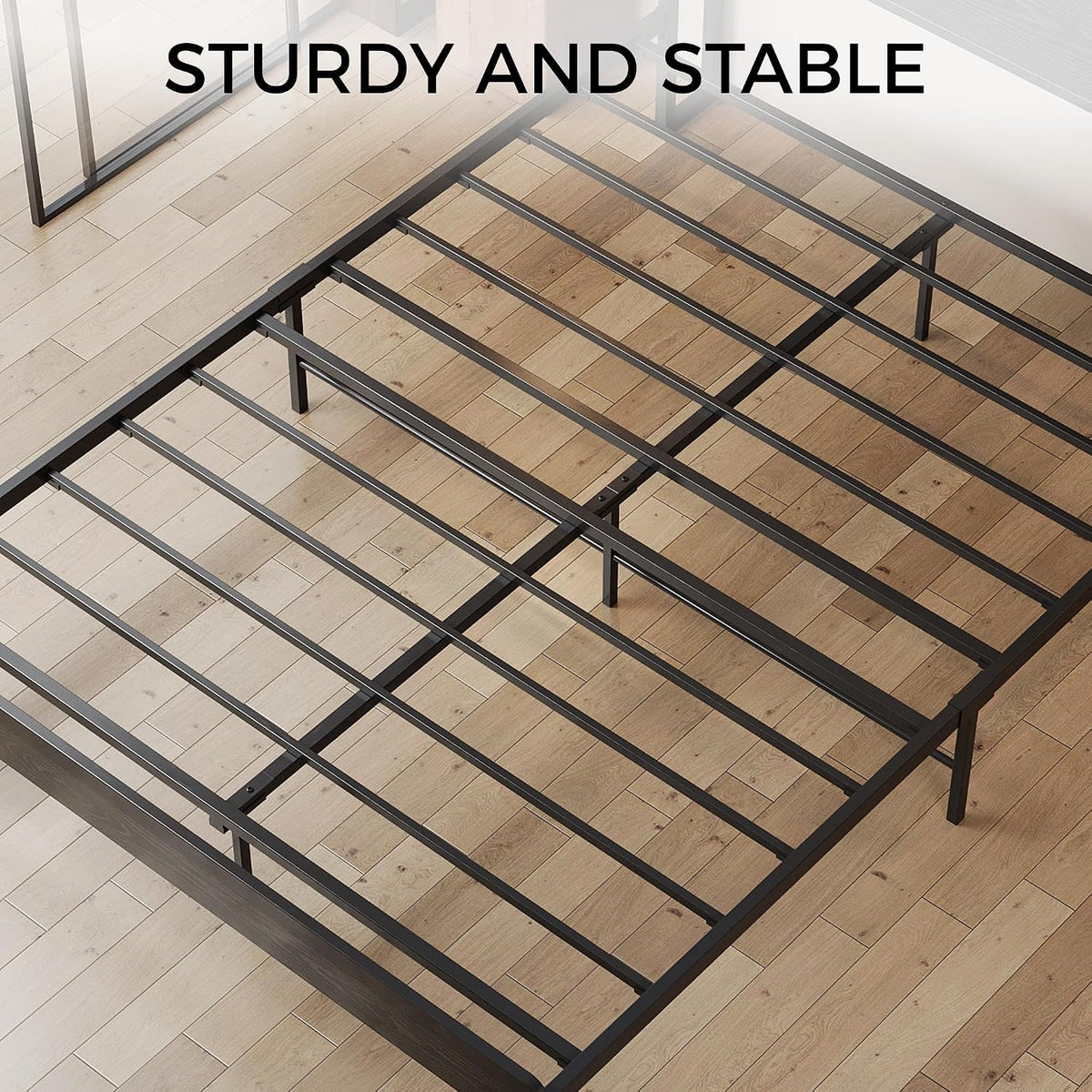likimio queen bed frame with 2-tier storage shelf, view 9