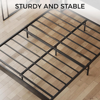 likimio queen bed frame with 2-tier storage shelf, view 9