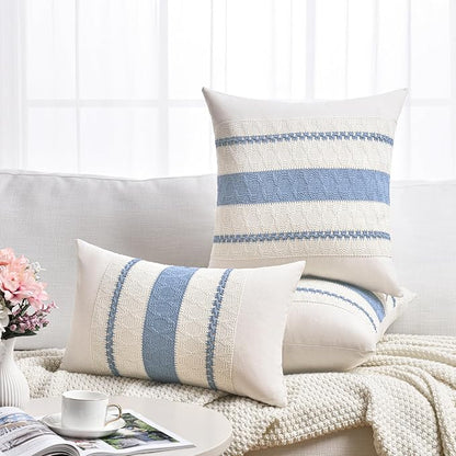 Fancy Homi Set of 2 Boho Light Blue Decorative Throw Pillow Cover 16x16 Inch - Image 6