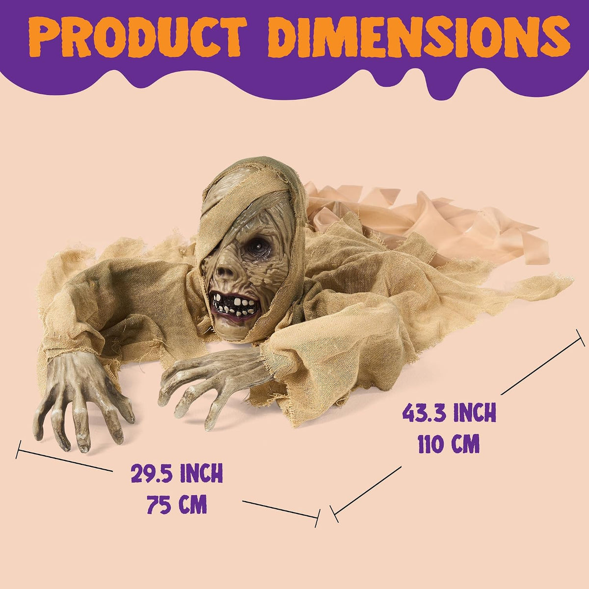 JOYIN Halloween Zombie Groundbreaker Outdoor Decoration, Zombie Groundbreaker with Light-up Eye and Creepy Sound (IR Sensor Activated) for Halloween Outside, Lawn, Graveyard Decor, Haunted House Props