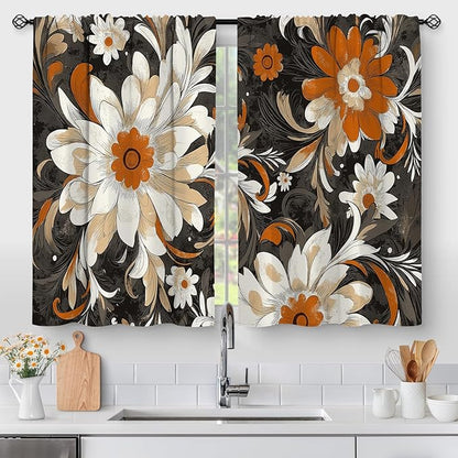 Aimego Boho Floral Kitchen Curtains by Aimego