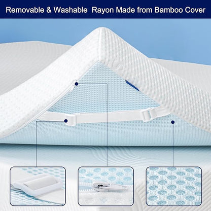 Subrtex 3 Inch Mattress Topper Cover Mattress Topper Protector Bedding Rayon - Image 4