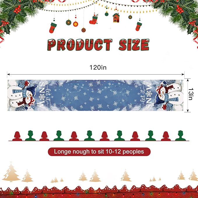 OTOSTAR A Couple Snowman Let It Snow Christmas Table Runner, Xmas Seasonal - Image 5