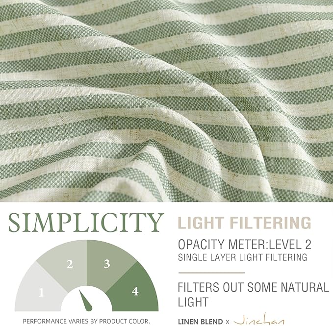 jinchan Tie Up Linen Textured Striped Bow Tie Curtain - Image 5