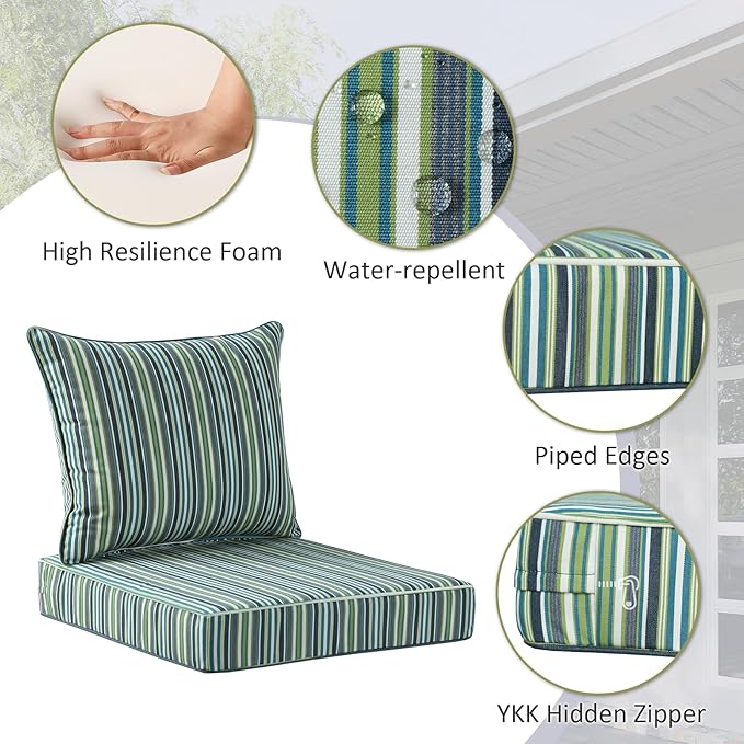 Sunbrella Outdoor Patio Chair Cushions Set, Water-Repellent, Fade Resistant - Image 4