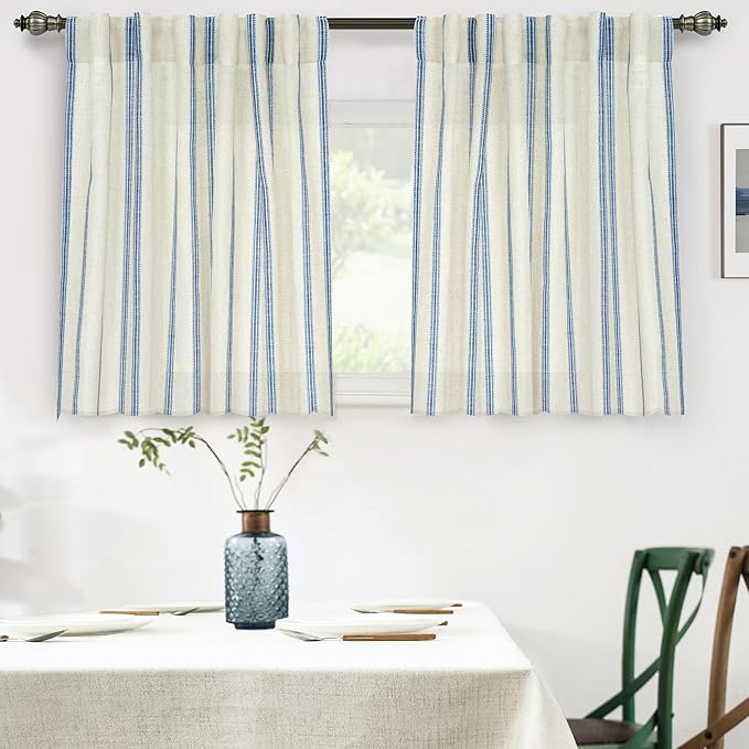 DriftAway Farmhouse Vertical Striped Linen Blend Textured Light Filtering Semi by DriftAway