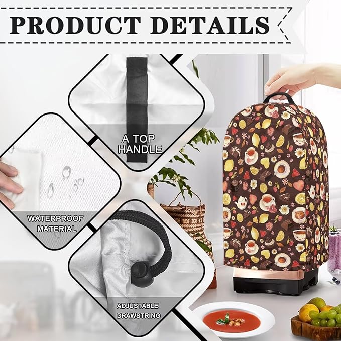 Lemons Chocolates Tea Blender Dust Cover Brown Food Processor Cover Coffee - Image 5
