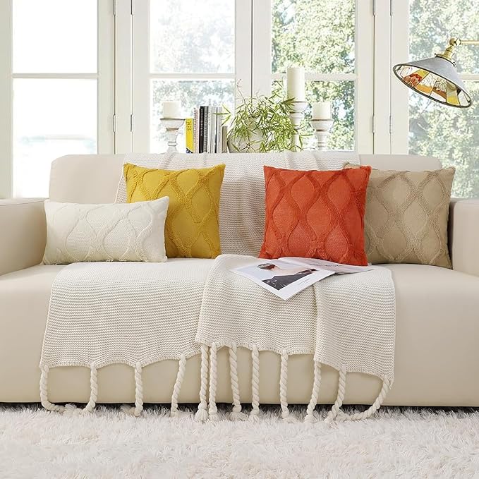 decorUhome Fall Throw Pillow Covers 26x26 Inch Set of 2, Soft Plush Faux Fur - Image 7