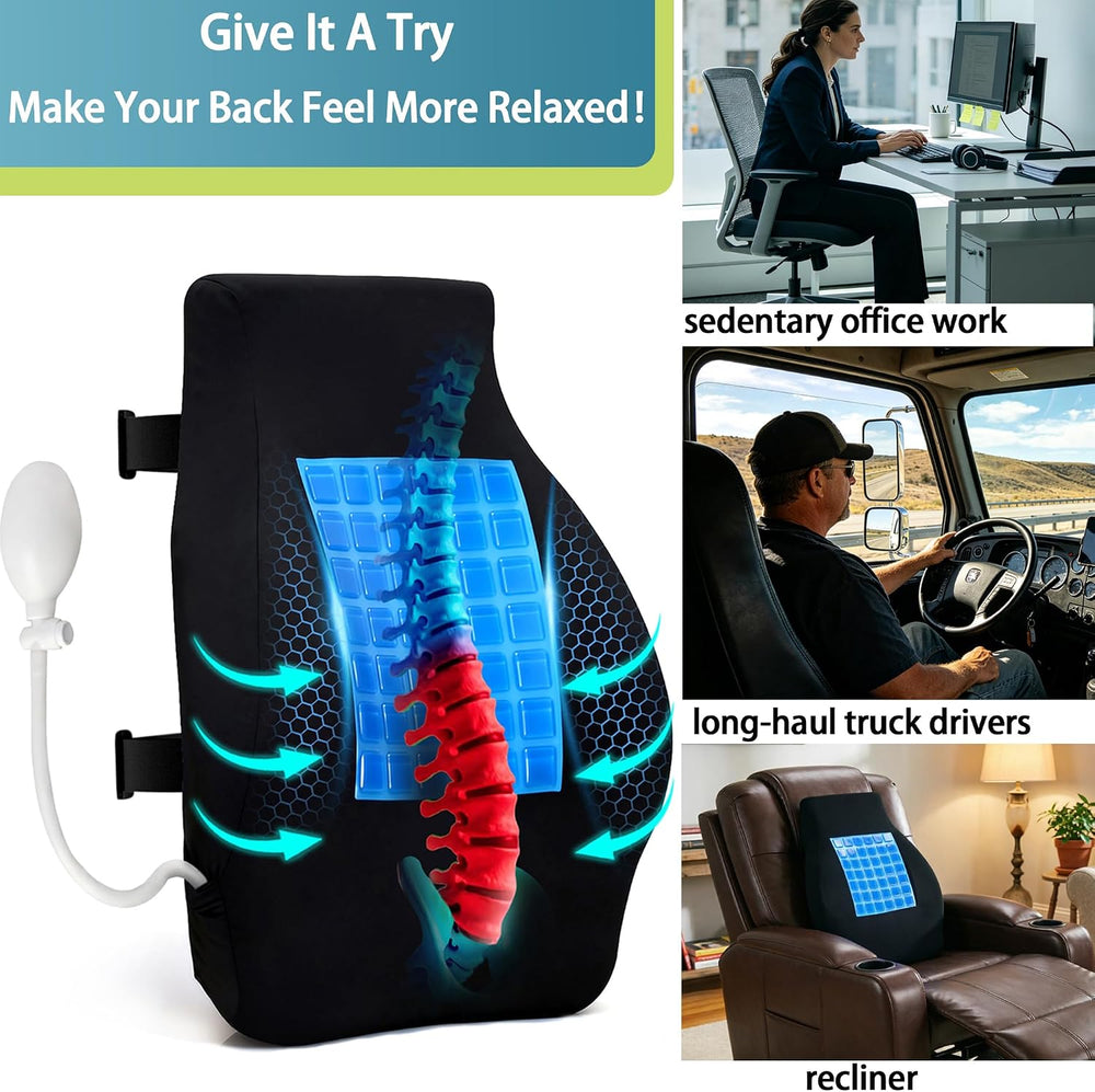Adjustable Lumbar Support Pillow with Cooling Gel, Full Back Pain Relief