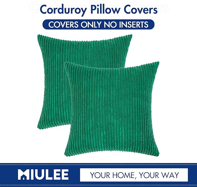 MIULEE Pack of 2 Corduroy Soft Soild Decorative Square Throw Pillow Covers Set - Image 6