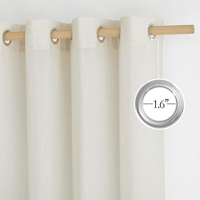 NICETOWN Linen Curtains 96 inches Long, Grommet Privacy Added - Image 3