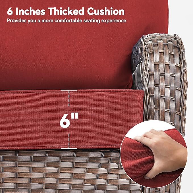 6" Thick Outdoor Cushions 24x24x6, 8-Set Deep Seat Patio Cushions - Image 9