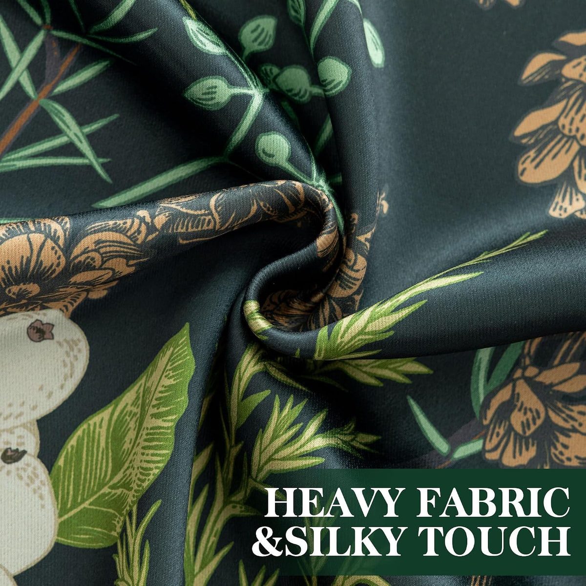 botanical 100% blackout curtains for bedroom 63 inch, side view