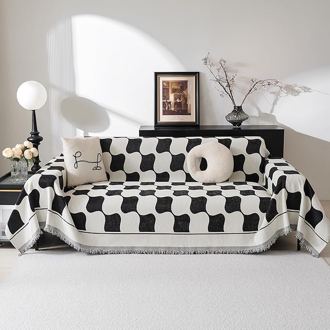 MEETSKY Oversized Sofa Cover Black Couch Cover by MEETSKY