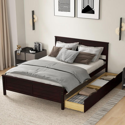 komfott full size wood bed frame with 2, main product view
