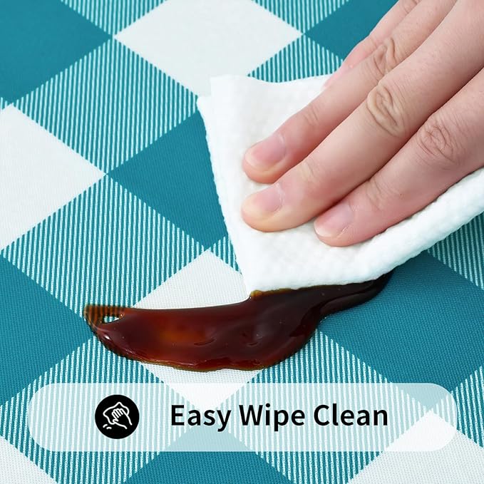 Smiry Rectangle Picnic Table Cloth, Elastic Waterproof Fitted Vinyl Tablecloths - Image 4