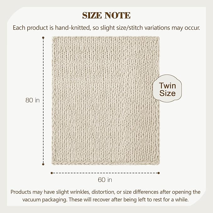 Carriediosa Chunky Knit Throw Blanket 60" X 80" Twin, 100% Hand Made Large - Image 3