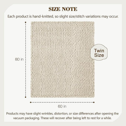Carriediosa Chunky Knit Throw Blanket 60" X 80" Twin, 100% Hand Made Large - Image 3
