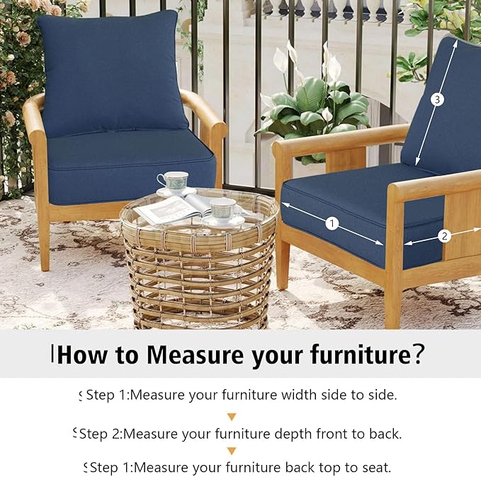 Outdoor 24x24 Inch Deep Seat Patio Cushion Set Outdoor Chair Cushions - Image 6