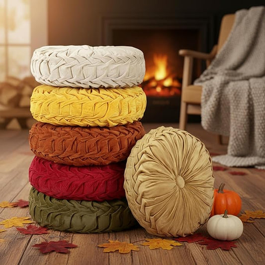 Yerliker 6 Pcs Floor Pillow Cushions 15inch Round Velvet Throw Pillows Colorful by Yerliker