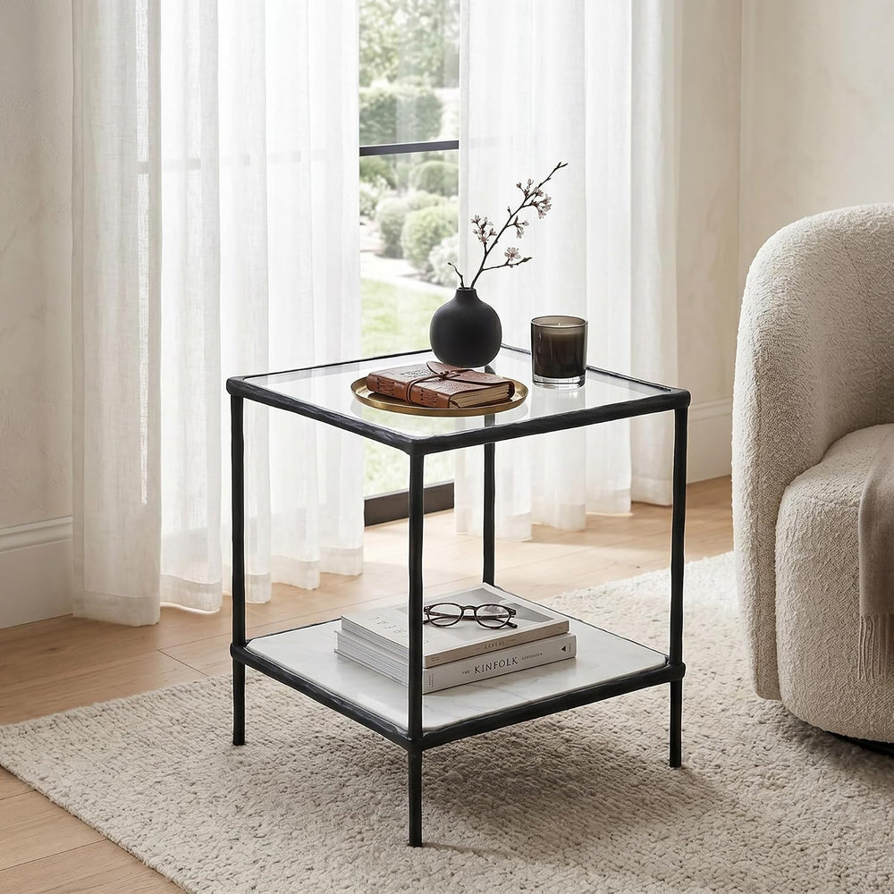Signature Design by Ashley Modern Glass and Marble End Table, Ryandale
