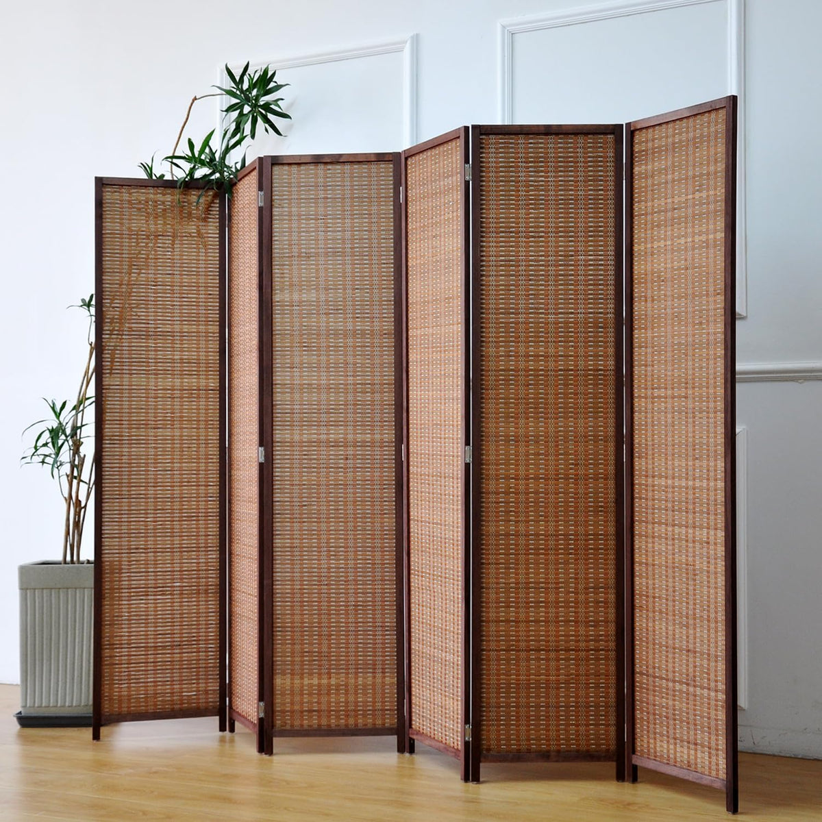 furnnylane 6 panel bamboo room divider - 5.6, side view