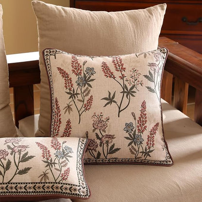 ISAENNE Design Linen Vintage Throw Pillow Covers 18"x18", Square Cushion Covers - Image 2