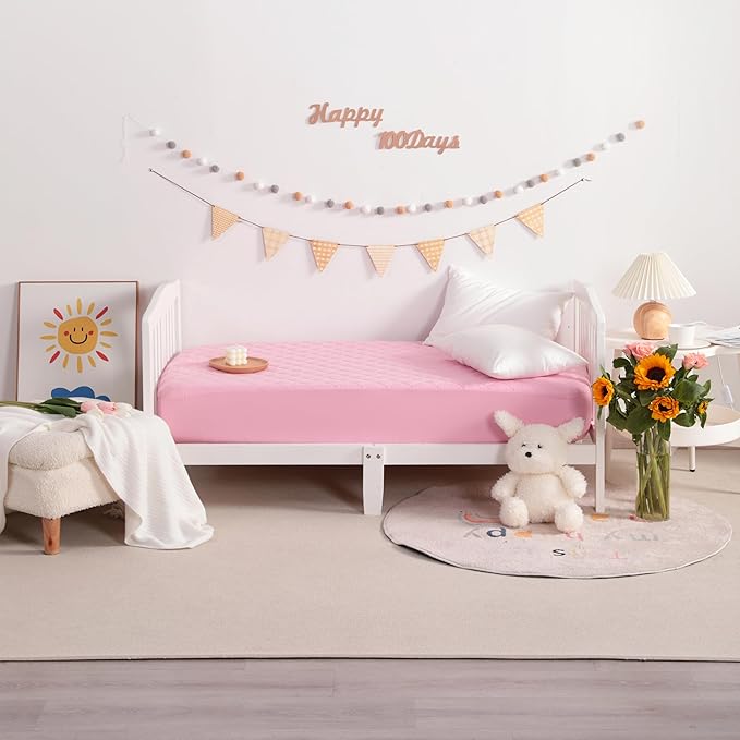 NTBAY 2 Pack Waterproof Crib Mattress Protector, Quilted 28"x52" Toddler Fitted - Image 5