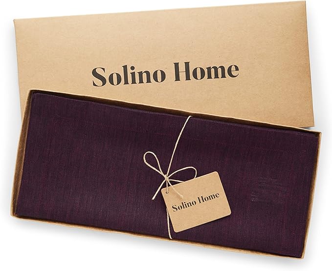Solino Home Linen Chambray Burgundy Table Runner 132 Inches Long - Image 5