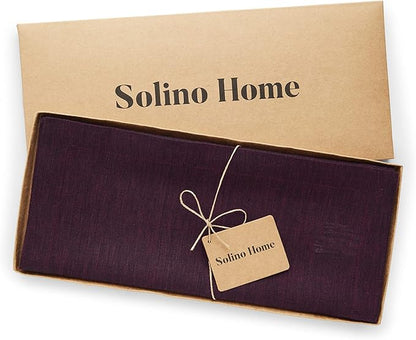 Solino Home Linen Chambray Burgundy Table Runner 144 Inches Long - Image 5