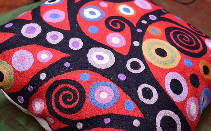 Klimt Tree of Life Pillow Cover | Red Floral Pillowcase | Flower Accent Pillows - Image 9
